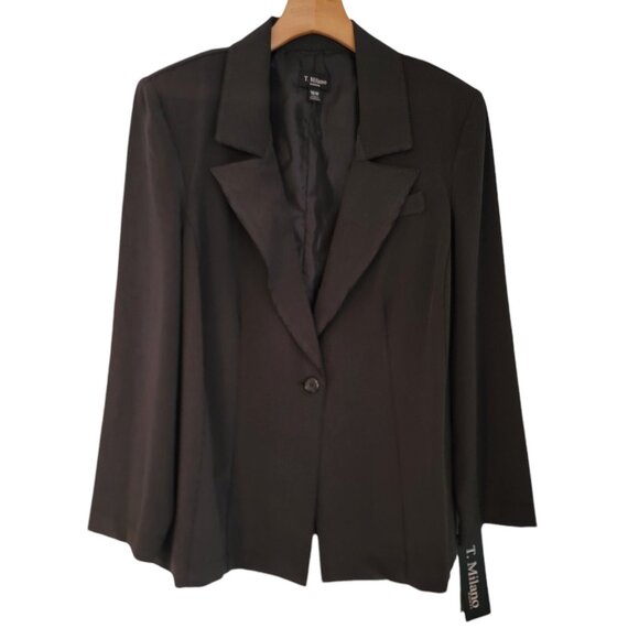 T Milano Blazer Womens Jacket Sz 16W Black Business Career NEW NWT - Picture 1 of 12